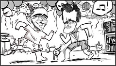 Obama and Romney, Partycat Style