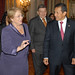 UN Women Executive Director Michelle Bachelet speaks with Peruvian President Ollanta Humala Tasso during her two-day visit to the country on 16 October 2012