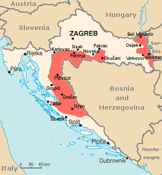Map of Republika Srpska Krajina