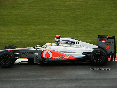 Lewis Hamilton in his McLaren F1 car at the 2011 British Grand Prix at Silverstone