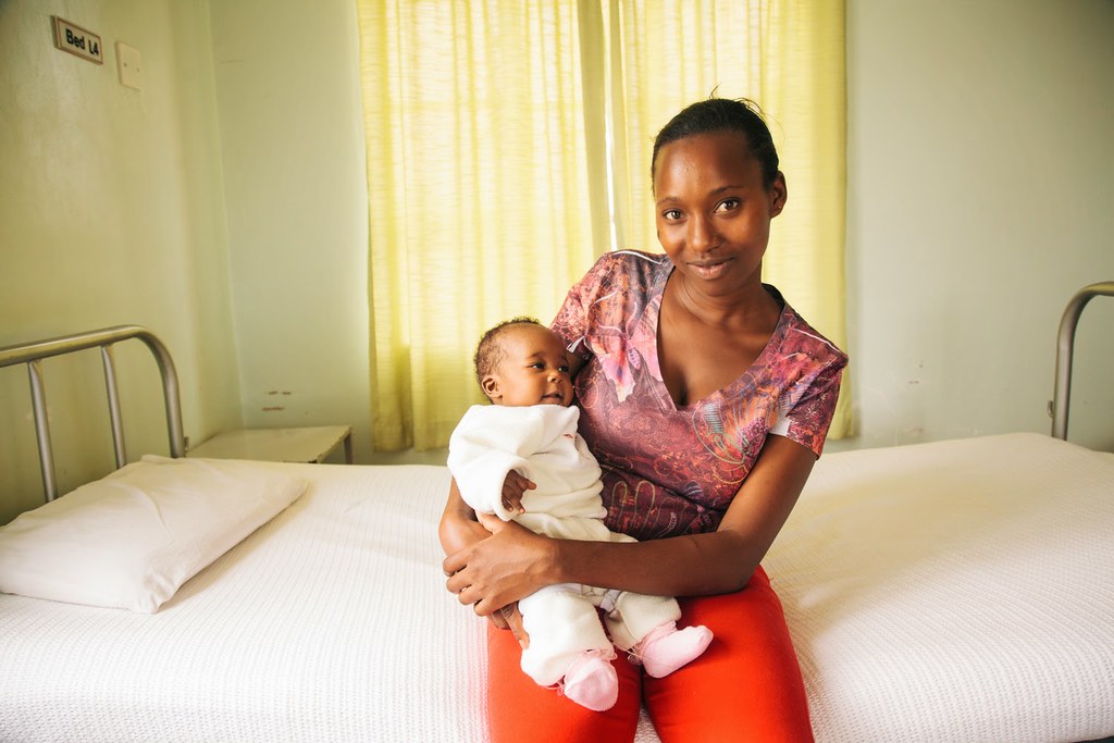 0738-05 Jacaranda Health - A mother and child at a Jacaranda Health facility