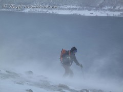 ski touring in Norway in a windy day
