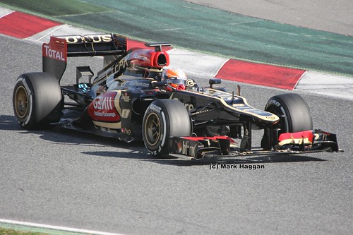 Romain Grosjean in his Lotus at Formula One Winter Testing, March 2013