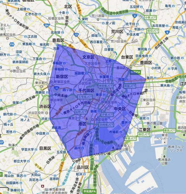 とりあえず、東京都七副都心を線で結んでみ...