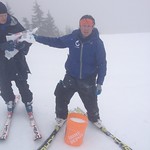 Martin Tichy,Grouse Tyee Ski Club coach, hard at work at Van Houtte Cup slalom event PHOTO CREDIT: Gordie Bowles
