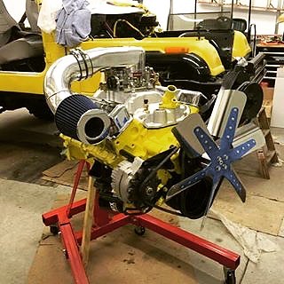 Customer sent Barnettes a picture of him installing a 304AMC engine we built #amcengine #jeep #rebuilt #customerappreciation