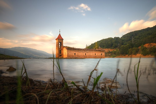 sunken st nicholas church and lake mavrovo macedonia