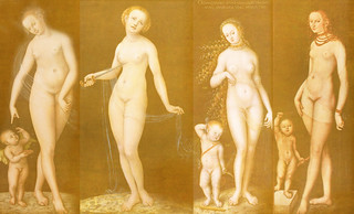 Venus y Cupido, versiones de los Cranach, el Viejo (1529) maestro fundador de la escuela flamenca, interpretaciones y paráfrasis de Pablo Picasso (1957).