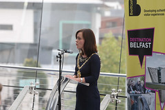 Belfast Lord Mayor Nicola Mallon speaking at the Destination Belfast WorldHost celebration event