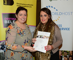 Worldhost participant Jodie Preshur pictured with Councillor Deirdre Hargey
