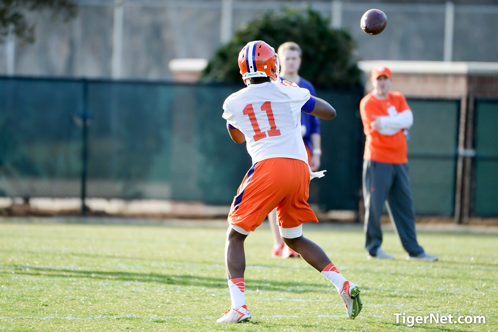 Clemson Football Photo of practice and Shadell Bell