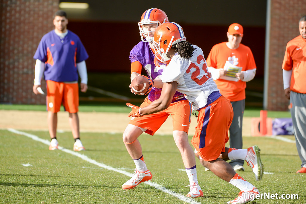Clemson Football Photo of Nick Schuessler and Tyshon Dye and practice