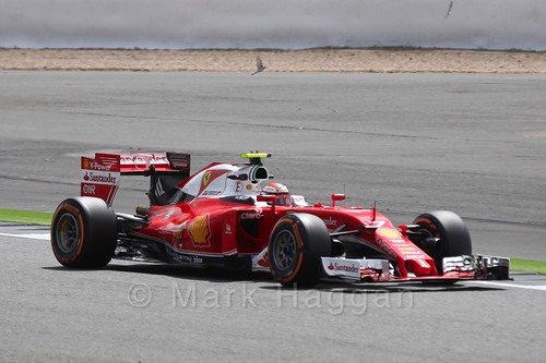 Kimi Raikkonen in his Ferrari in Free Practice 2 during the 2016 British Grand Prix