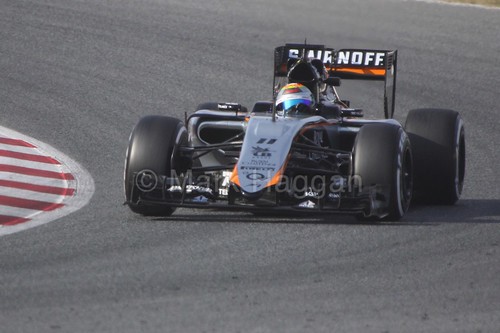 Sergio Perez in the Force India in Formula One Winter Testing 2015