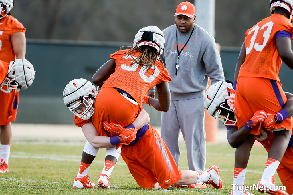 Clemson Football Photo of practice and Chad Smith and Jalen Williams