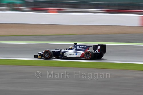 Rafael Marciello in the Russian Time car in the GP2 Feature Race at the 2016 British Grand Prix