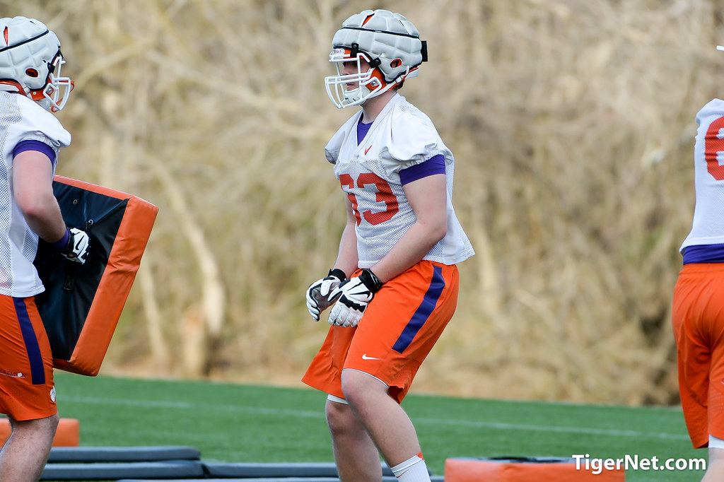 Clemson Football Photo of practice and Jake Fruhmorgen