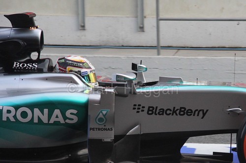 Lewis Hamilton in his Mercedes during Formula One Winter Testing 2015