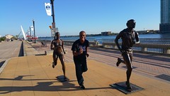 Crazy Kenneth out running statues!