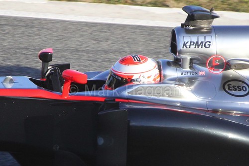 Jenson Button in his McLaren in Formula One Winter Testing 2015