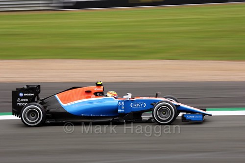 Rio Haryanto in his Manor in Free Practice 1 at the 2016 British Grand Prix