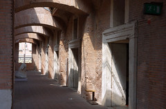 Trajan's Market gallery with sun