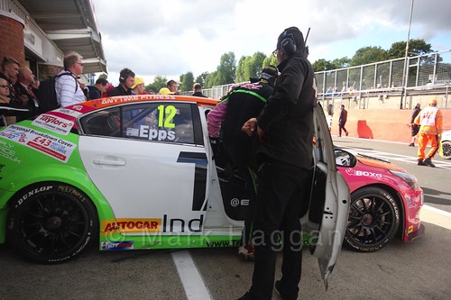 Mike Epps gets into his car during the BTCC Brands Hatch Finale Weekend October 2016