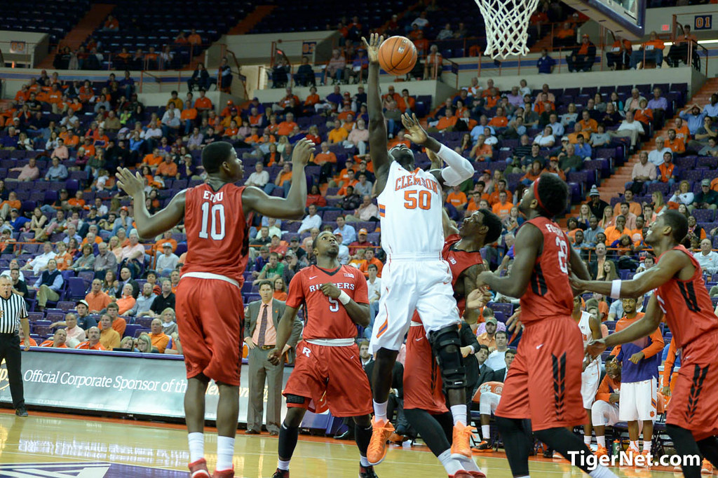 Clemson Basketball Photo of Sidy Djitte and rutgers