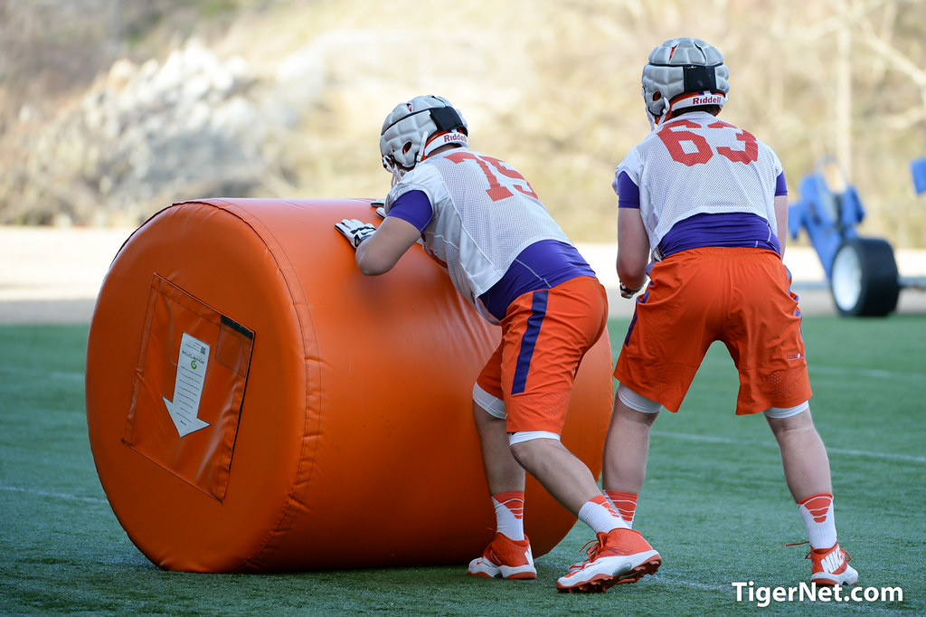 Clemson Football Photo of practice and Jake Fruhmorgen and Mitch Hyatt