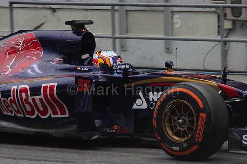 Carlos Sainz Jr in his Toro Rosso in Formula One Winter Testing 2015