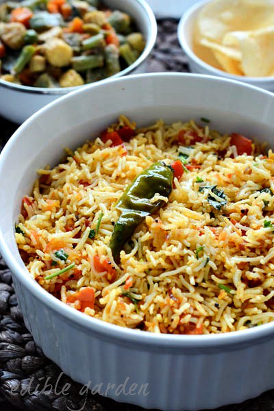 tomato rice recipe, south indian style tomato rice recipe