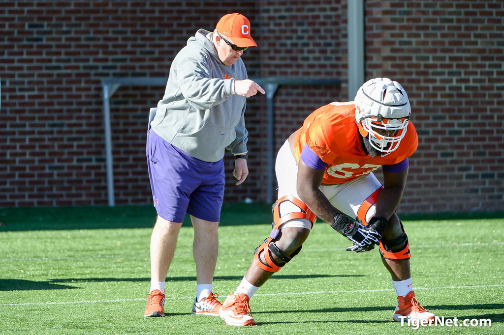 Clemson Football Photo of Kalon Davis and Robbie Caldwell and bowlpractice