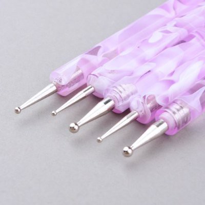 Uniqstore 5 X 2way Dotting Pen Marbleizing Tool Nail Art Paint Purple A3