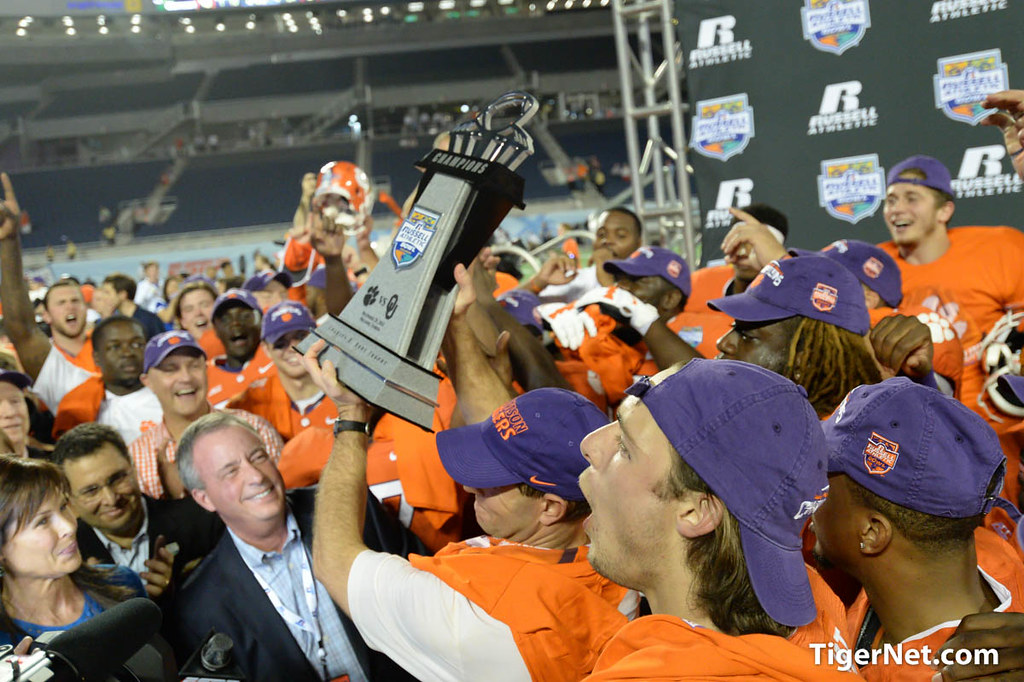 Clemson Football Photo of Cole Stoudt and Dabo Swinney and Russell Athletic Bowl