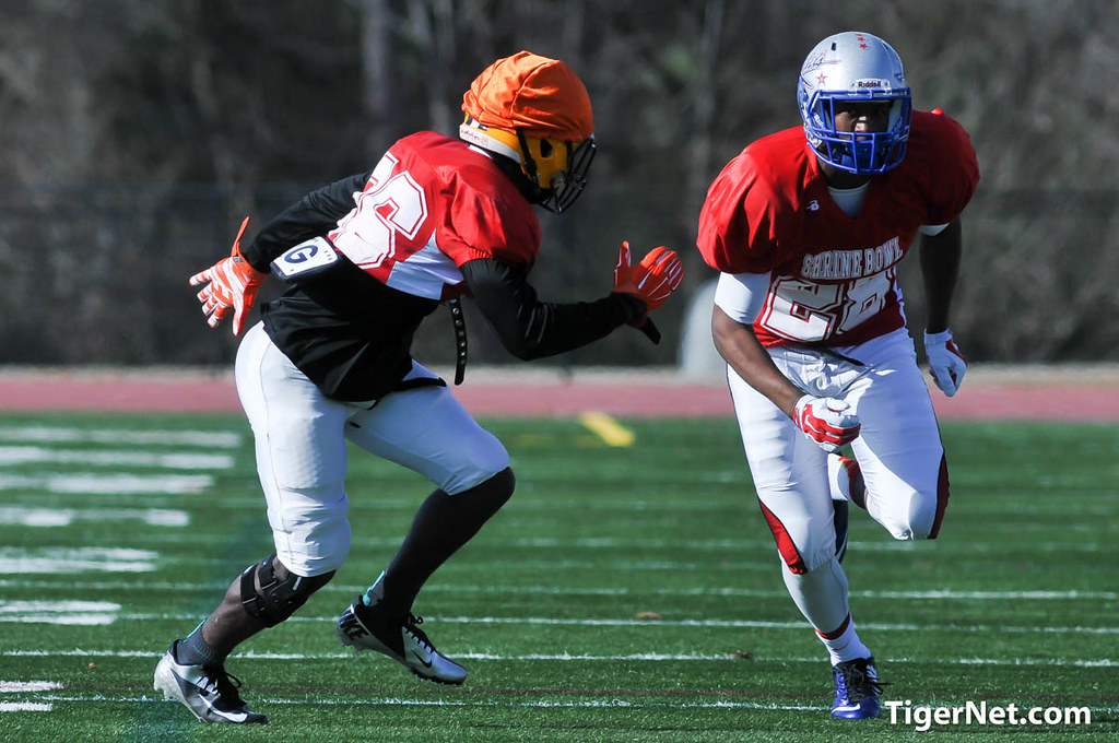 Clemson Recruiting Photo of Kaleb Chalmers and shrinebowl and Football