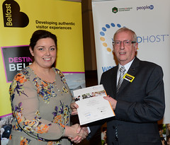 Worldhost participant Raymond McBride pictured with Councillor Deirdre Hargey