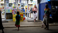 Night time at the front of Au Bon Marché supermarket, Port Vila, December 2014