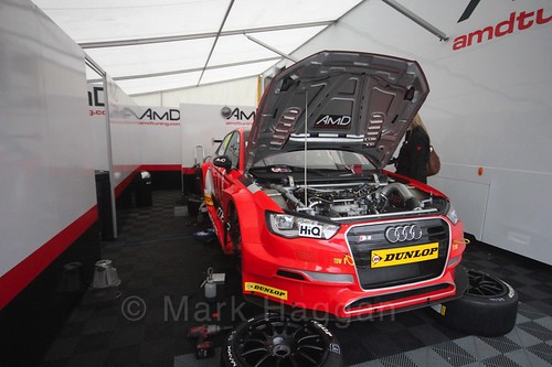The AmD Tuning garage during the BTCC weekend at Knockhill, August 2016