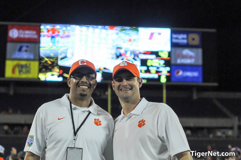 Clemson Football Photo of Jeff Scott and Tony Elliott and Russell Athletic Bowl