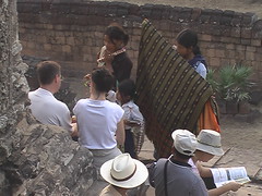Girls Selling their Goods to Temple Tourists