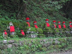 red-bibbed Jizo bodhisattva statues