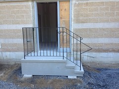 Commercial L-Shape Stairs with Commercial Wrought Iron Railings