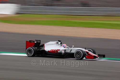 Romain Grosjean in the Haas in Free Practice 1 at the 2016 British Grand Prix