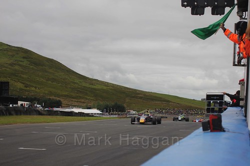 Luis Leeds in the second British Formula Four race at the Knockhill BTCC Weekend, August 2016