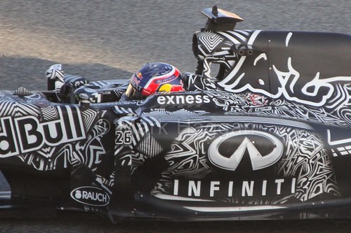 Daniil Kvyat in his Red Bull in Formula One Winter Testing 2015