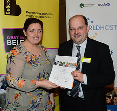 Worldhost participant Neil Porter pictured with Councillor Deirdre Hargey