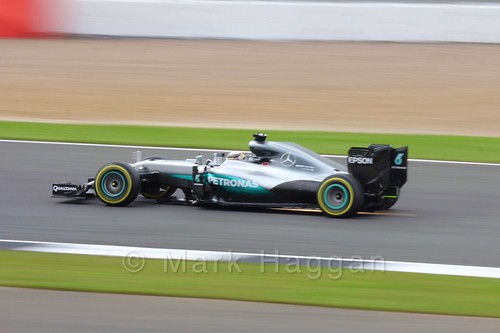 Lewis Hamilton in his Mercedes during qualifying at the 2016 British Grand Prix