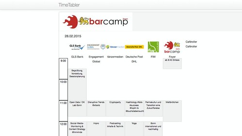 BarCamp Bonn: Sessionplan im Timetabler