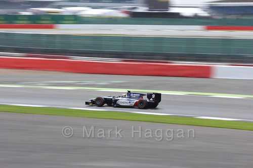 Rafael Marciello in the Russian Time car in the GP2 Feature Race at the 2016 British Grand Prix