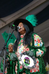Big Chief Monk Boudreaux and the Golden Eagles Mardi Gras Indians at Jazz Fest 2015, Day 3, April 26